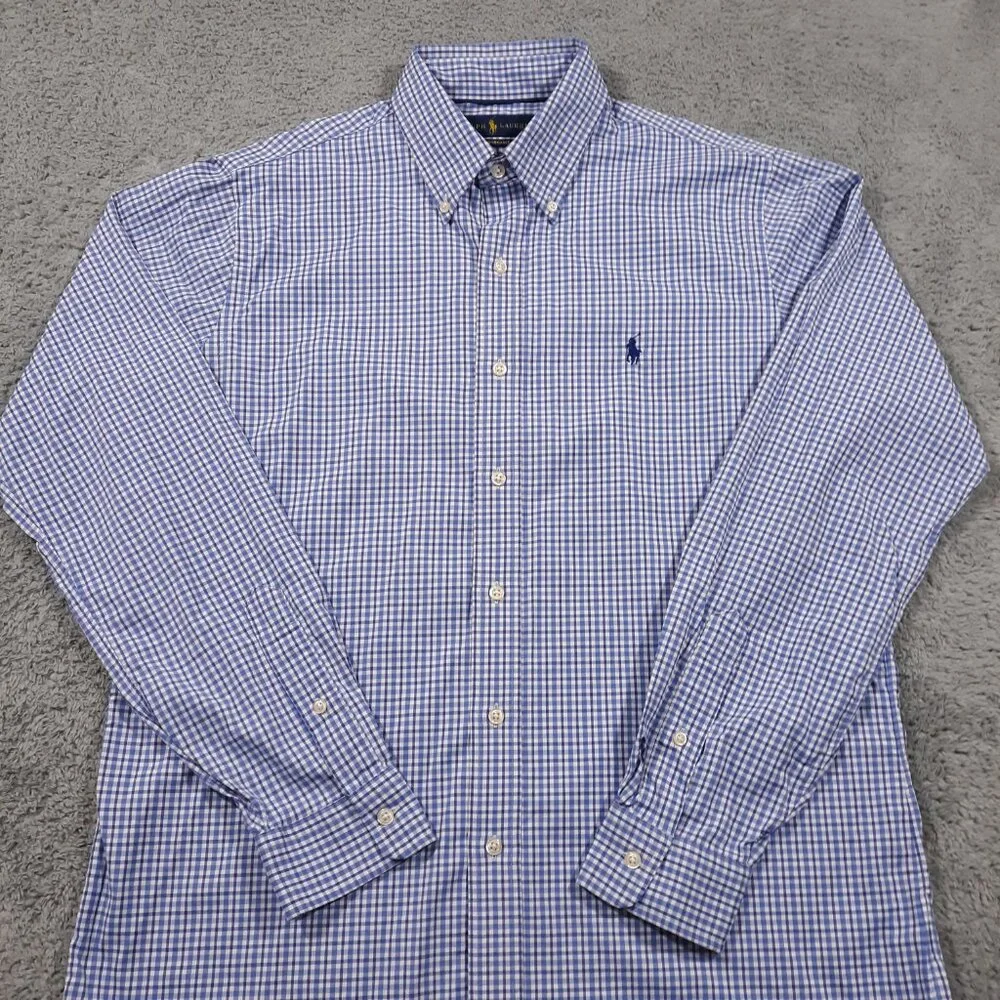 Ralph‎ Lauren Performance Shirt Mens Medium Nylon Elastane Blue Small Pony